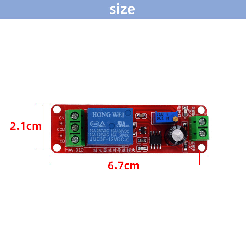 Time Delay Relay 12V Monostable Switch Automotive Electrical Delay 0-10 seconds Adjustable Delay Module NE555