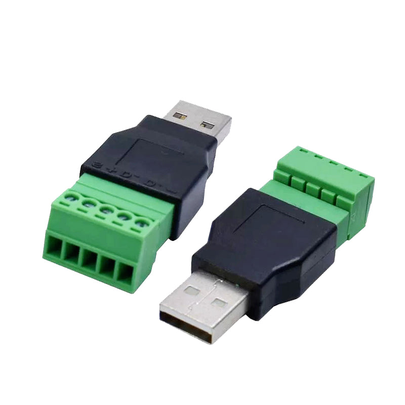 Wholesale All Series USB 2.0 To 5P Weld-Free Male Female USB A Green Terminal Connector Plug